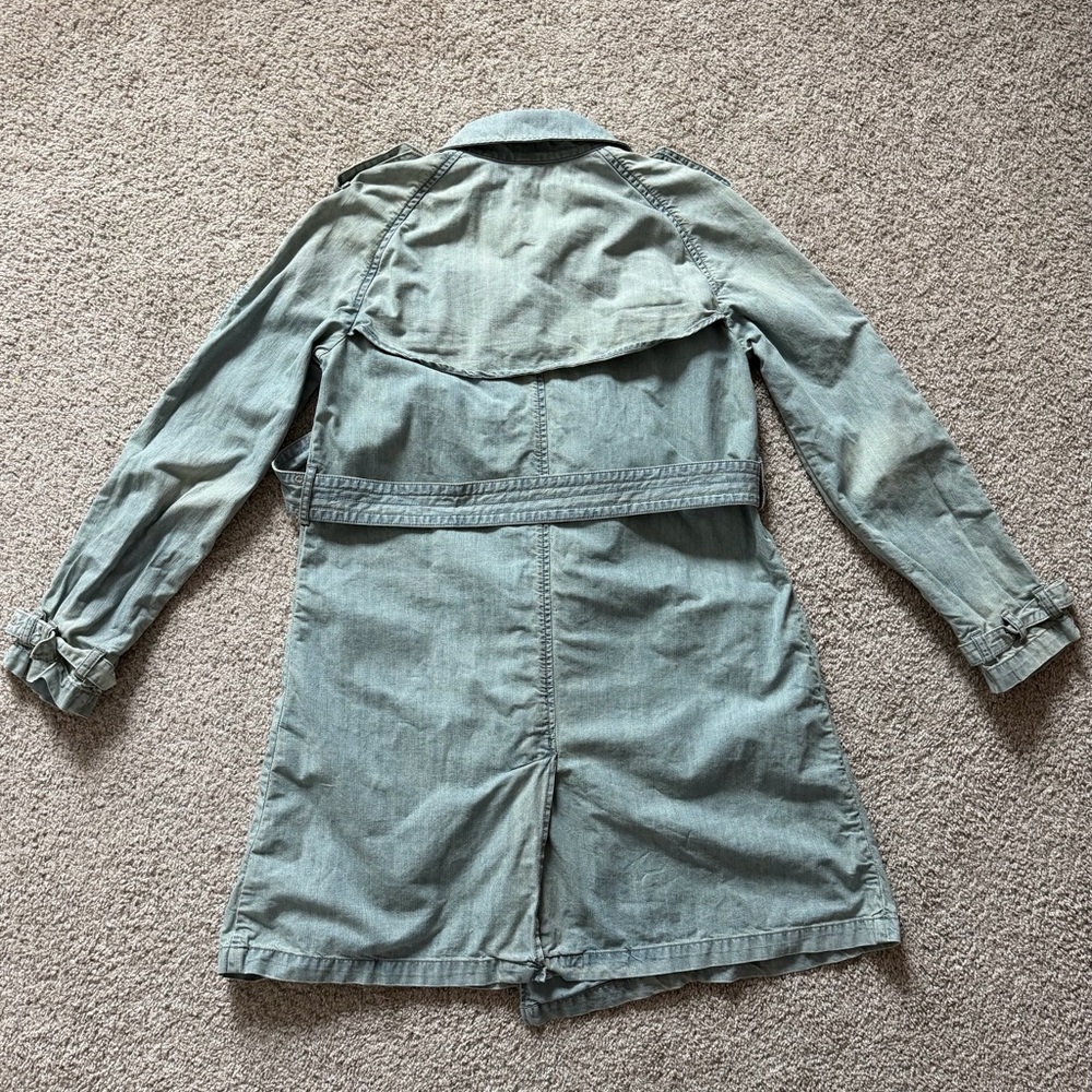 Ralph Lauren Polo Jeans Co. Belted Light Wash Trench Coat Size Medium - Picture 8 of 16